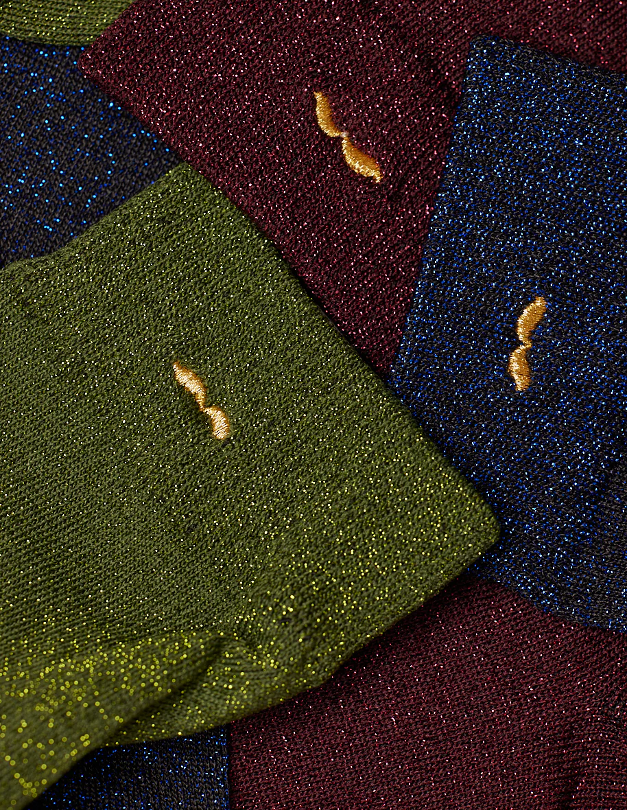 Pack de 3 Chaussettes - Paillettes Bleu, Kaki, Bordeaux