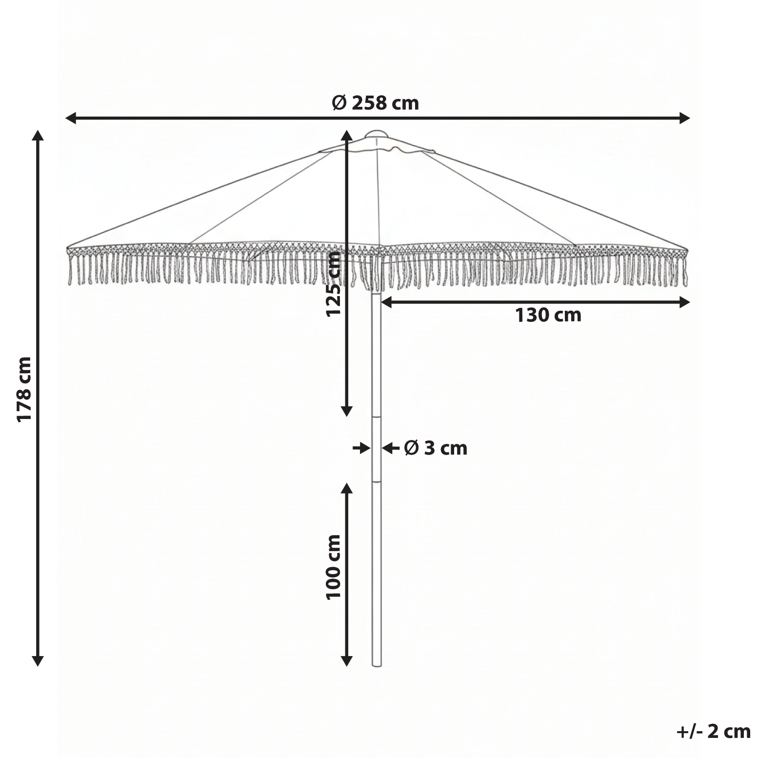 Beliani - MURASA - Tuinparasol - Beige -  258 cm - Polyester