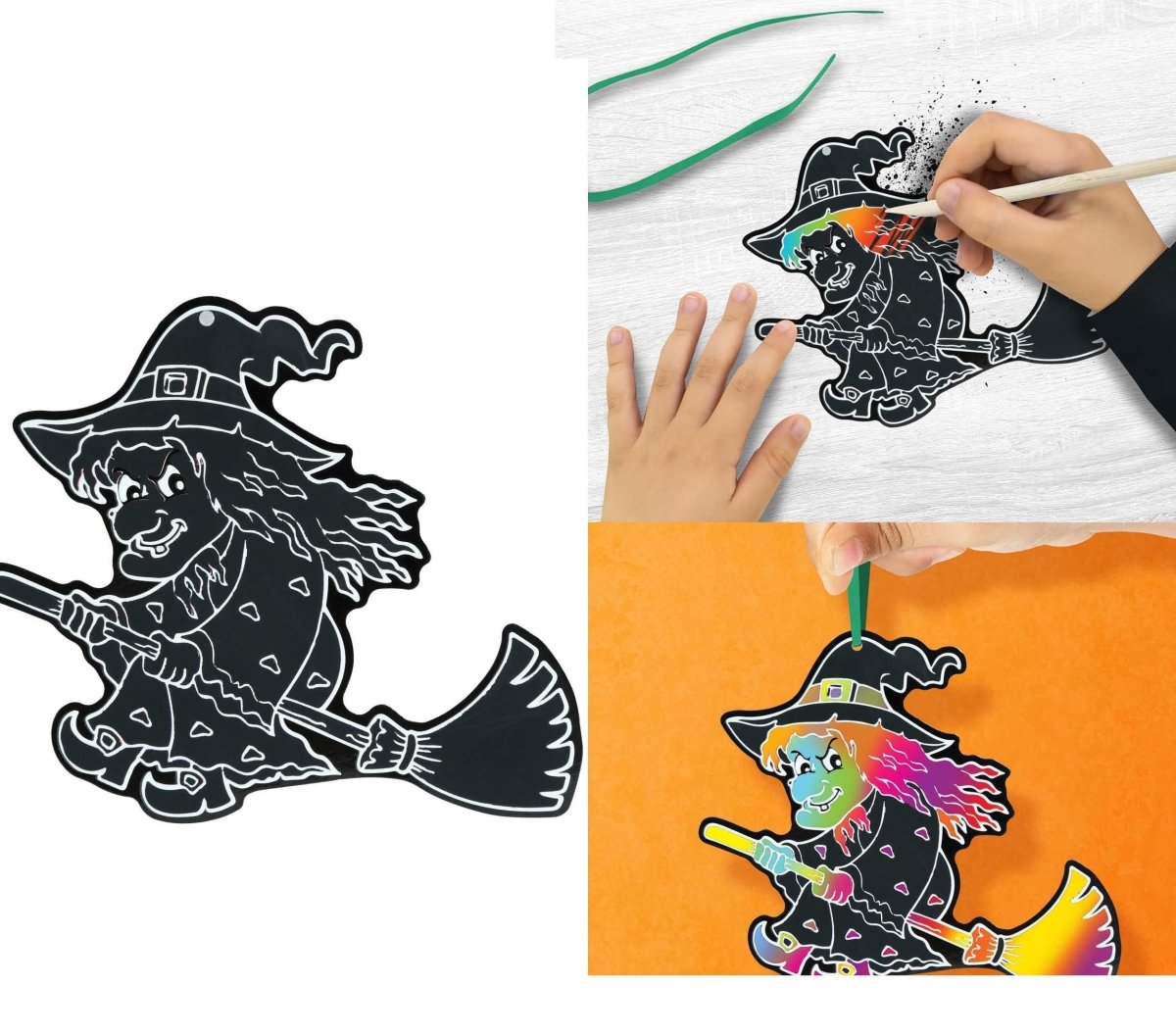 Halloween Tafeldecoratie Zwart Heksen Silhouetten 14cm 6st
