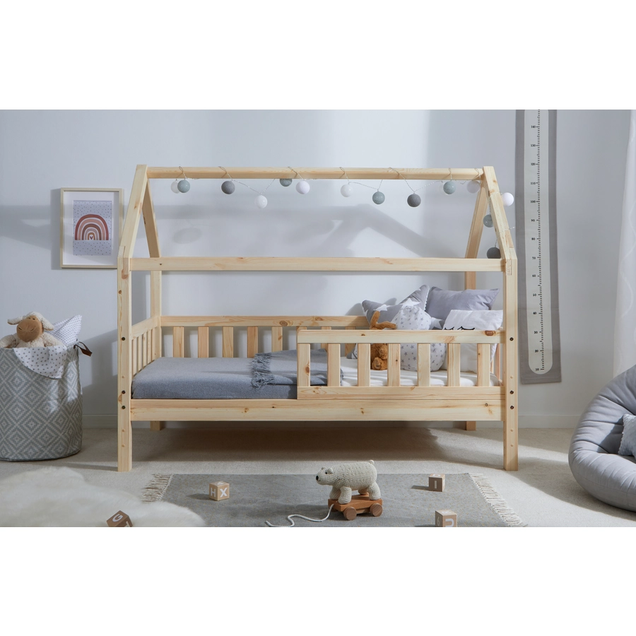 TICAA Kinderbett Hausbett Kay 80x160 Kiefer natur Natur