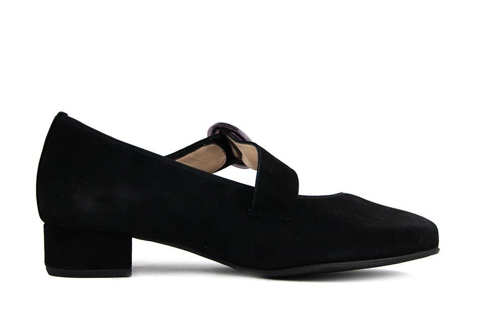 Hassia Bandschoen Schwarz Suede Cordoba
