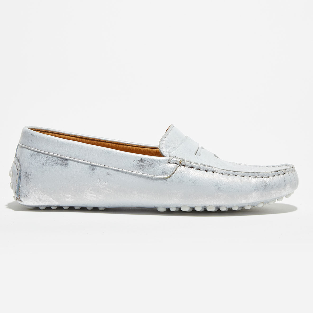 Loafers Mocassins en Cuir Laminé Mila argentés