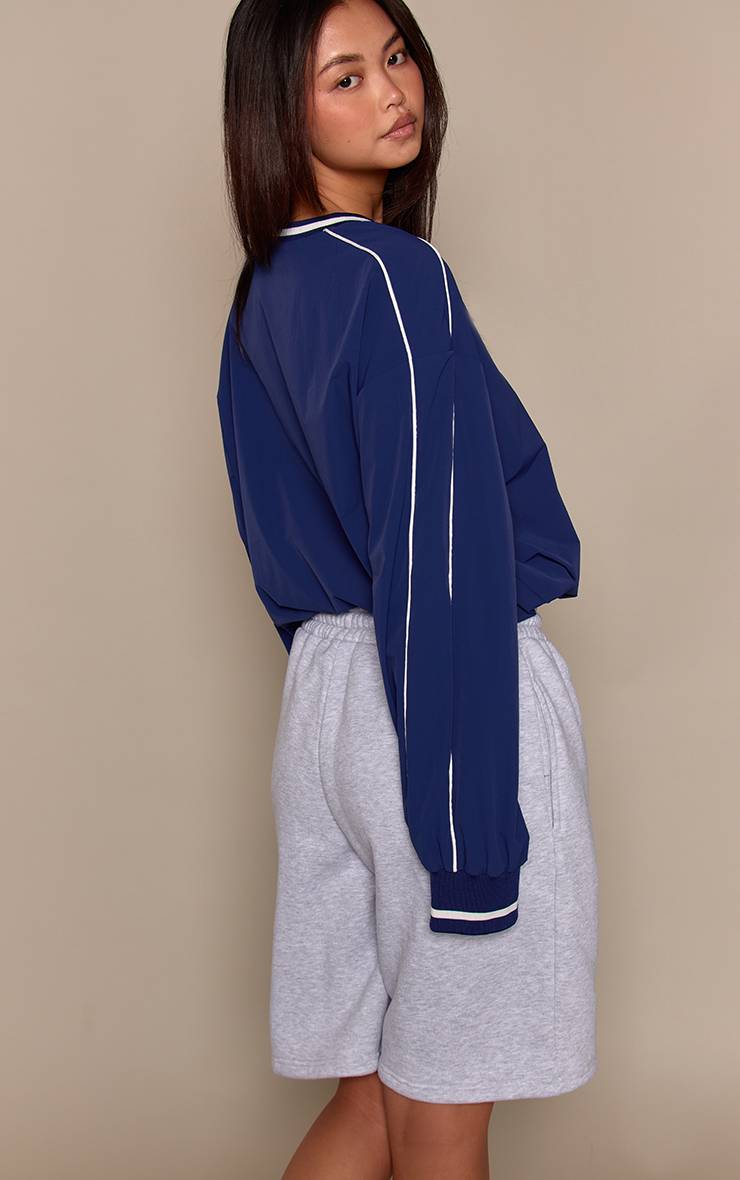 Bleu Marine Synthétiquell Col V En Tricot