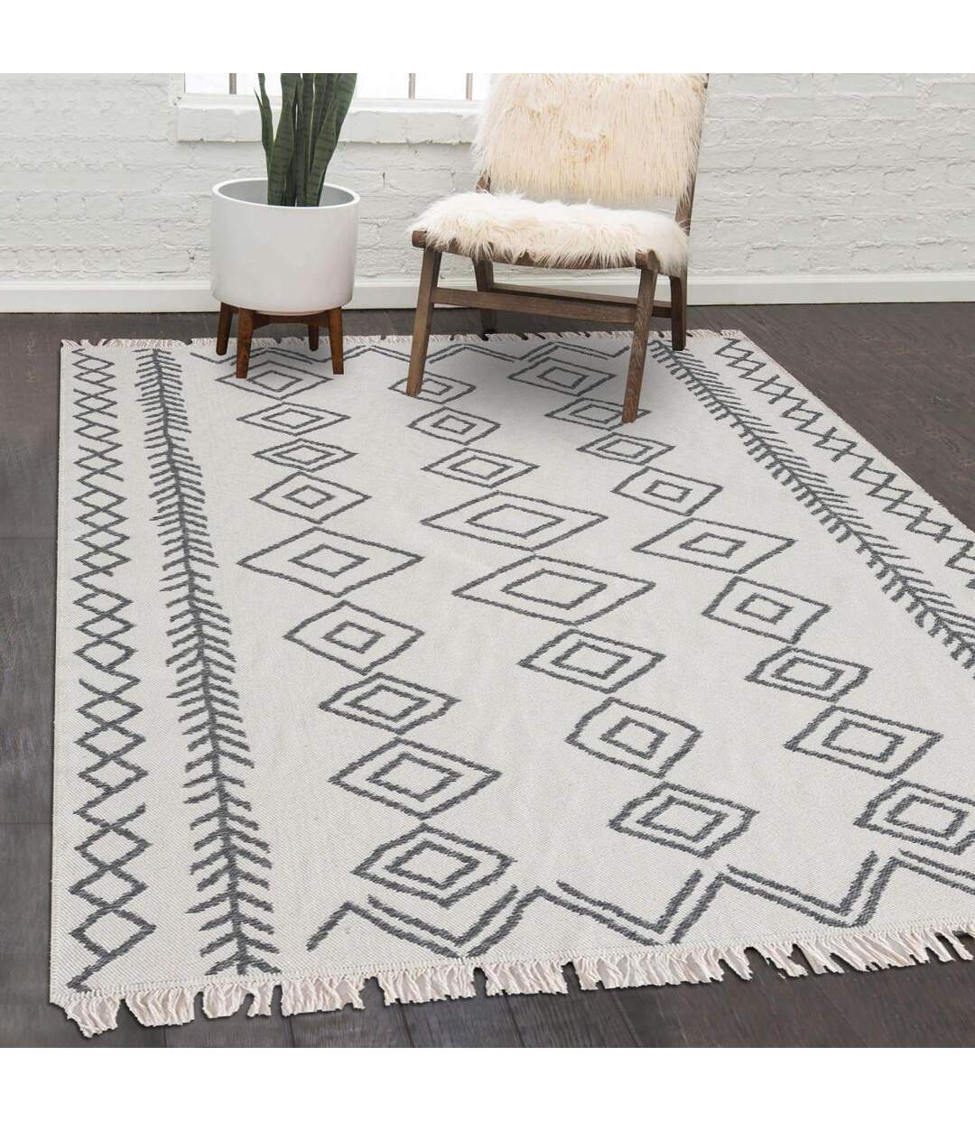 Tapis kilim BERBA REVERSIBLE en coton OEKO TEX