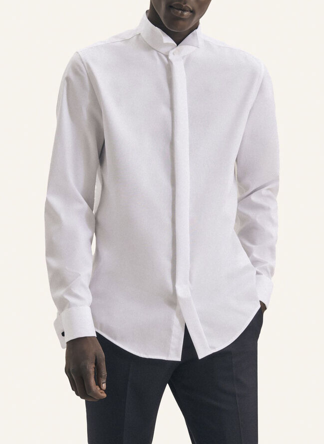 Seidensticker Gala Shirt Slim Long sleeve Wing Collar Uni White