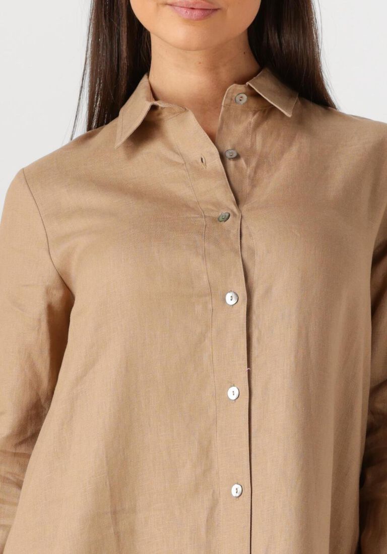 beige resort finest maxi jurk shirt dress