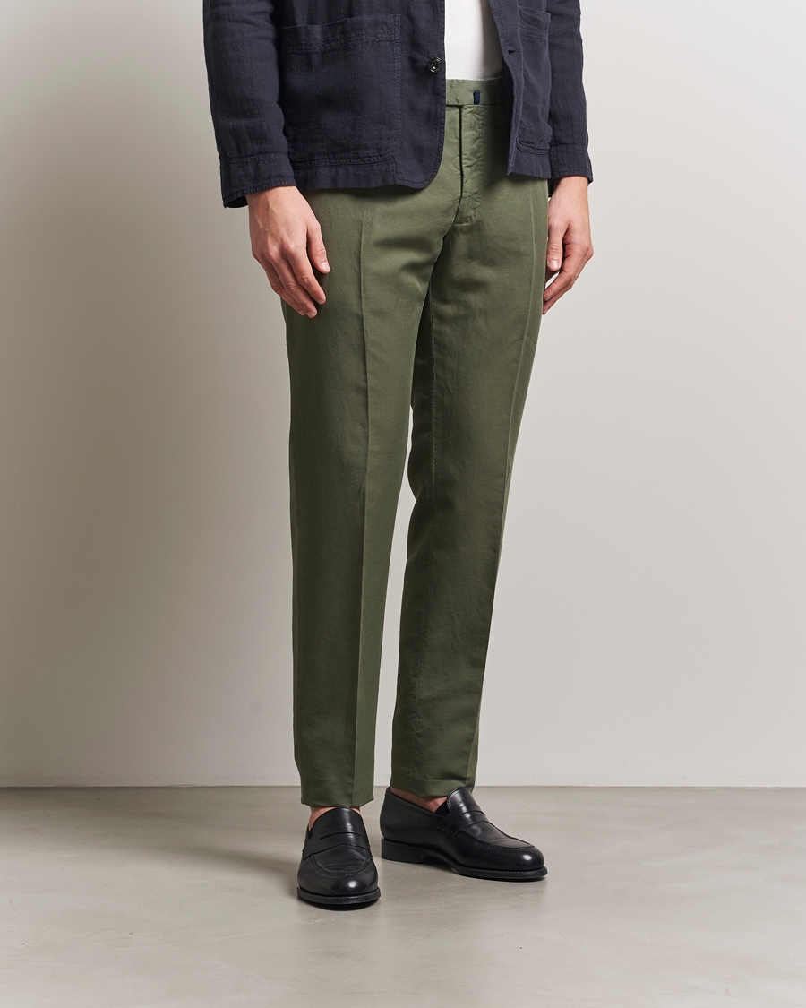 Incotex Slim Fit Chinolino Trousers Green