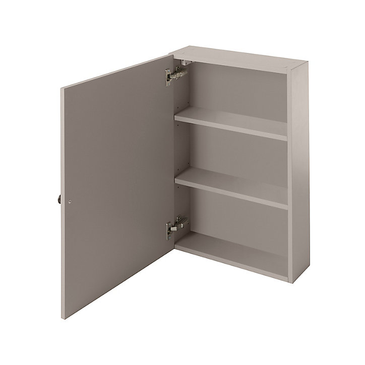 Armoire de salle de bains avec miroir 50x70x15 cm, gris, GoodHome Perma