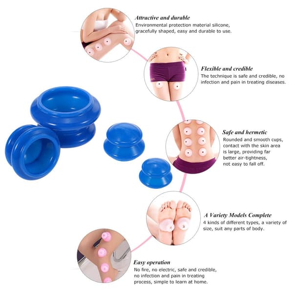 Cupping for helkroppsmassasje - 4-pakning - XS-L