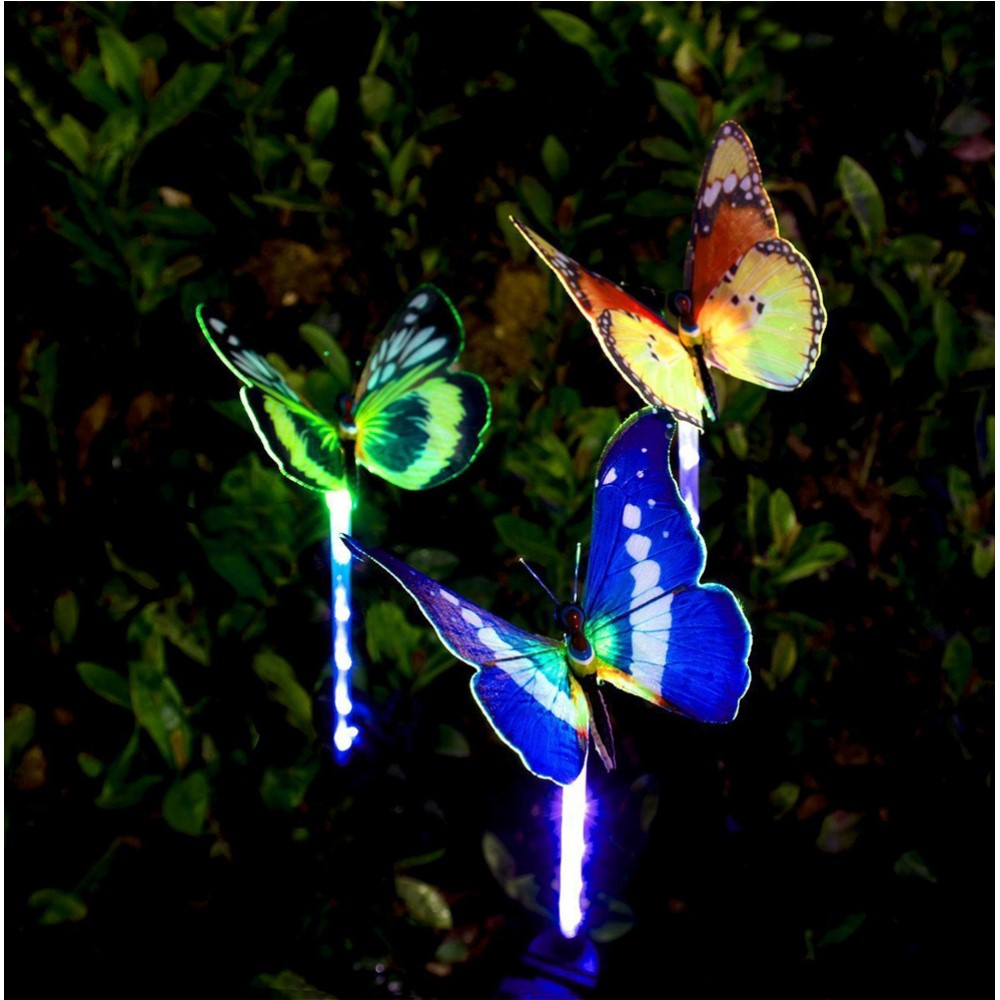 (3er Set) 18-LED's Solar Outdoor Licht Schmetterling Design Wasserfest IP65 - Bunt