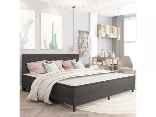 Sommier tapissier Gris foncé Tissu 200x200 cm