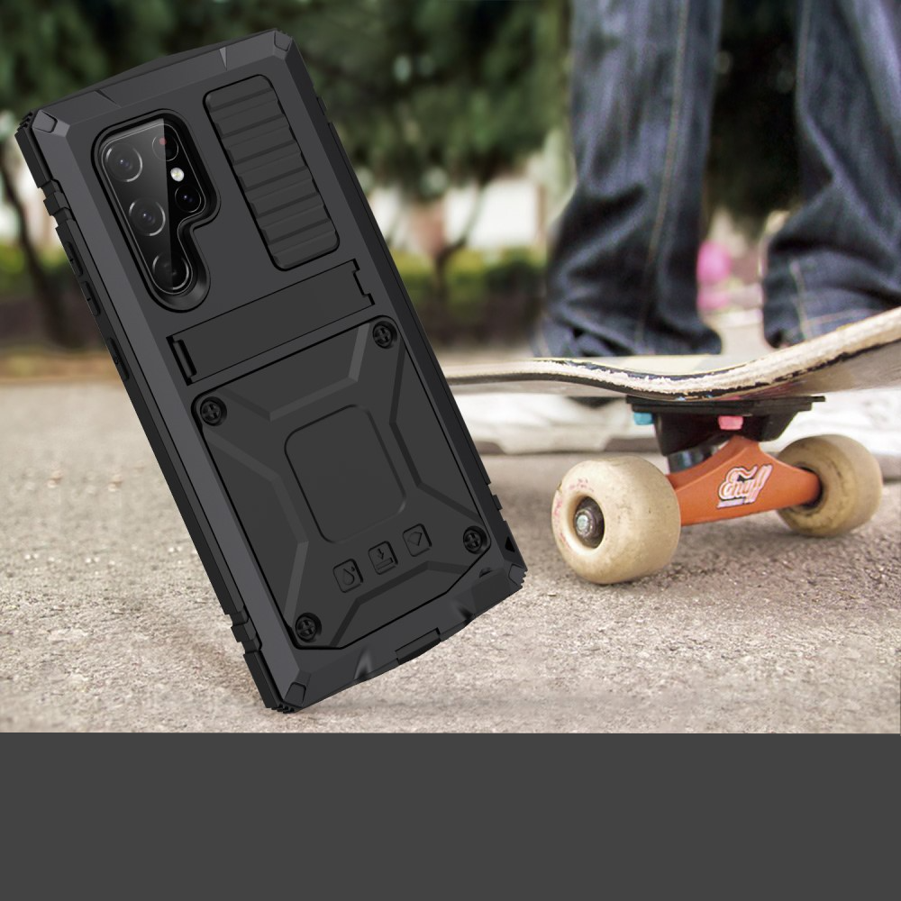 Samsung Galaxy S23 Ultra 5G Hybrid Hardcase Hülle   Kickstand Aufsteller - Schwarz