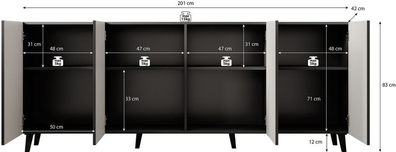 Meubella - Vintar - Dressoir - Eiken - 200 cm