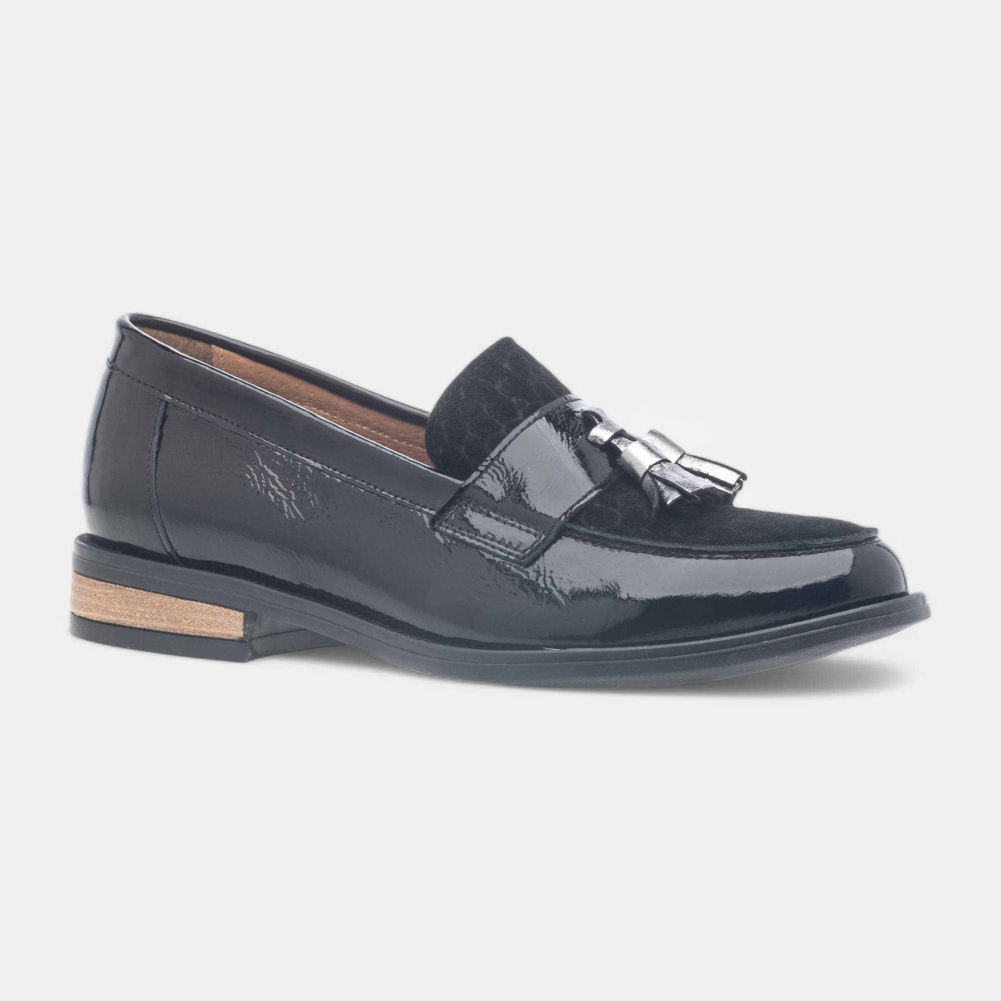 Mocassins Femme en cuir noir vernis