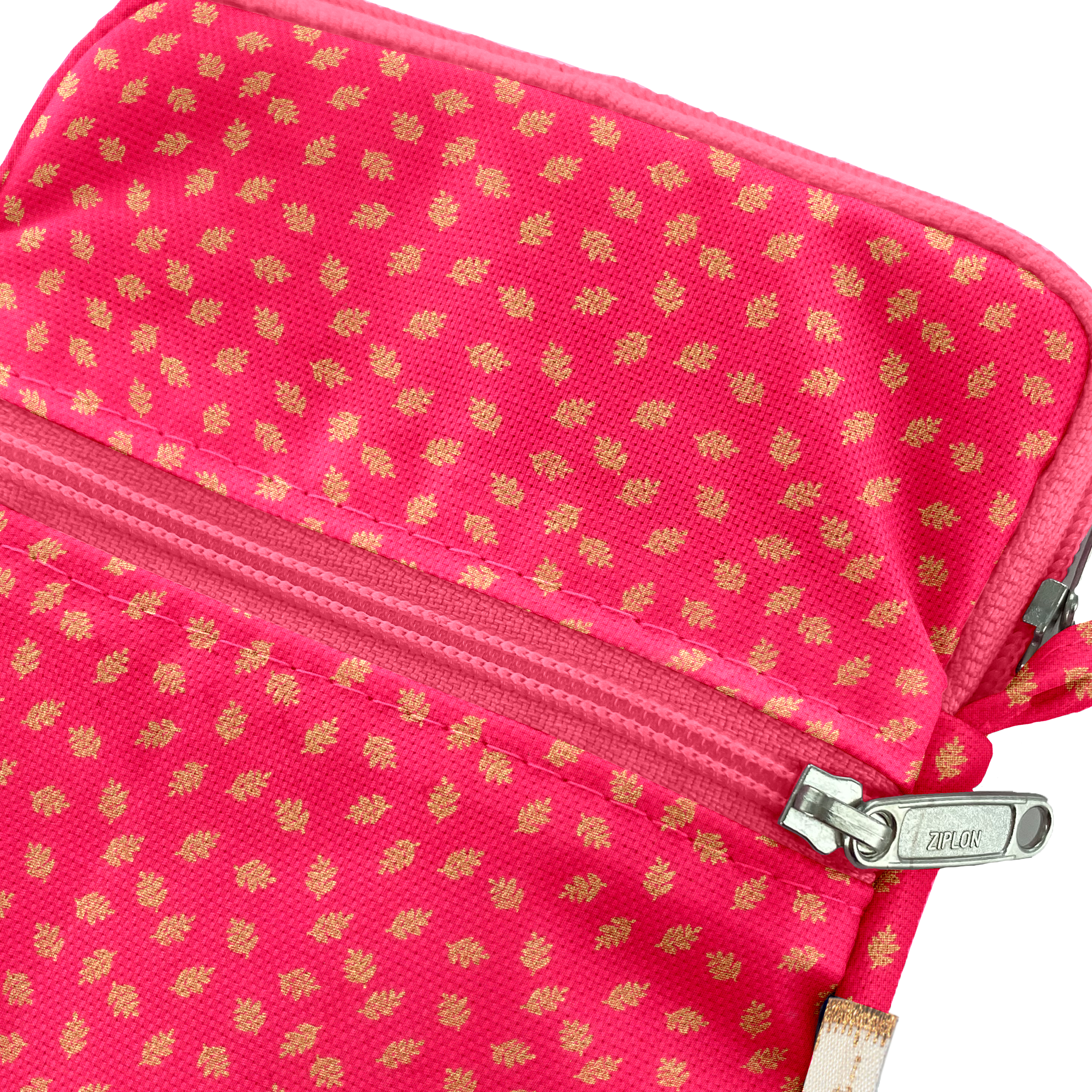 Pochette Téléphone Matelassée Feuillage Or Rose