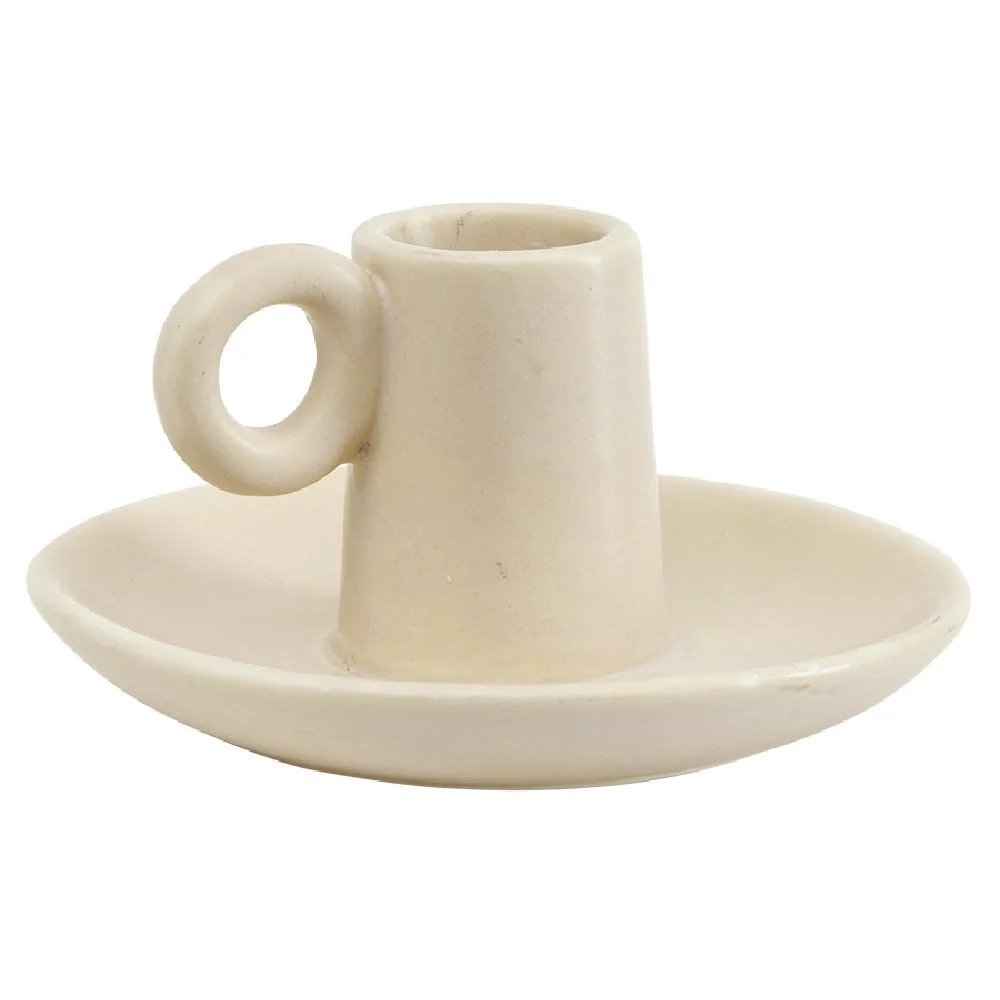 Bougeoir en céramique Ø10,5XH5,5cm blanc