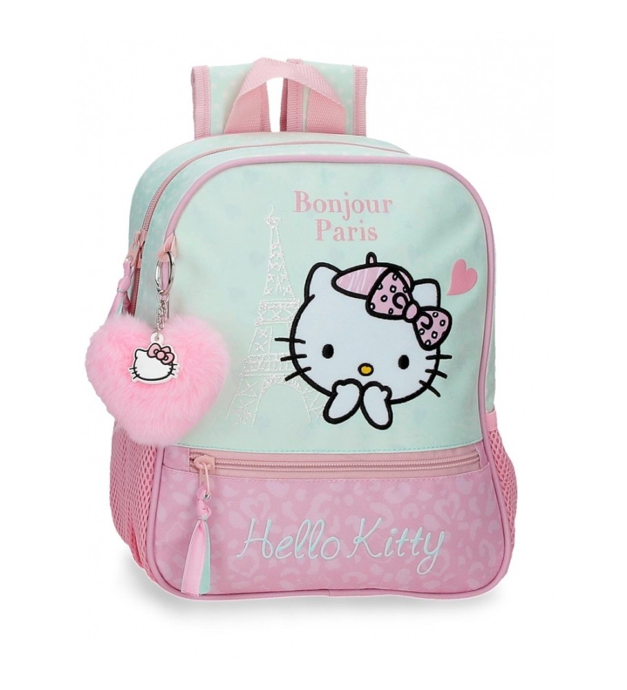 Mochila pré-escolar Hello Kitty Paris turquesa da Joumma Bags - 23x28x10cm -