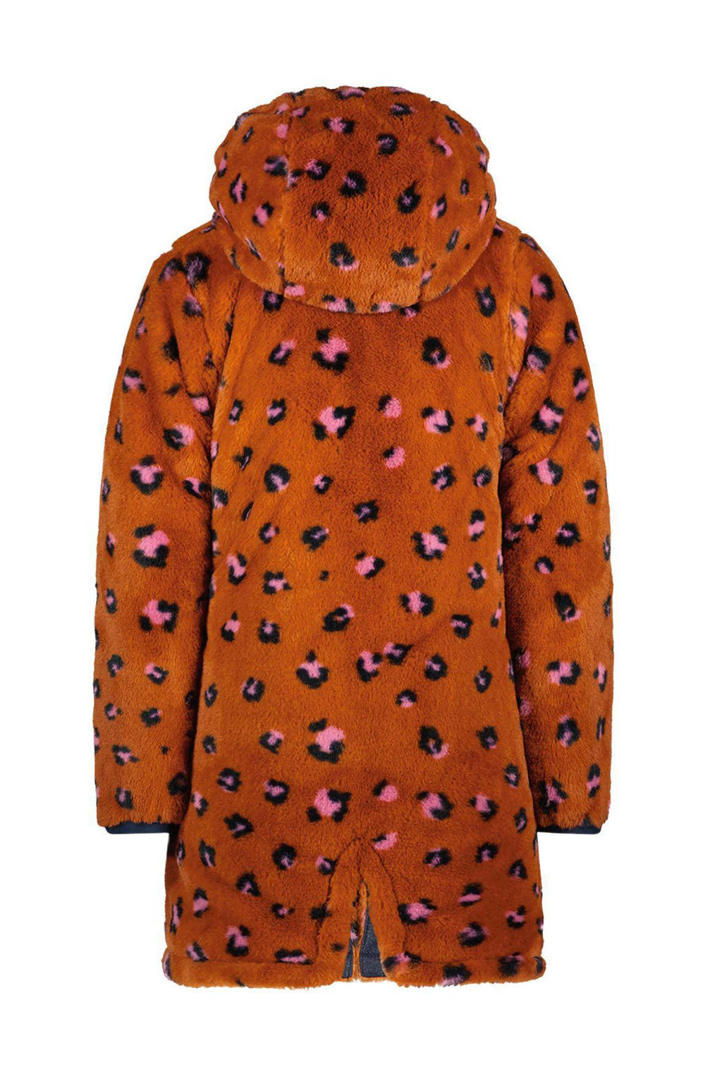reversible winterjas met imitatiebont roest/blauw