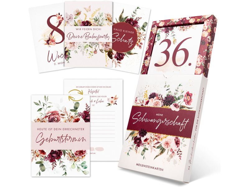 Eulentaler Meilensteinkarten Schwangerschaft Blumen Meilensteinkarten «Meine Schwangerschaft»