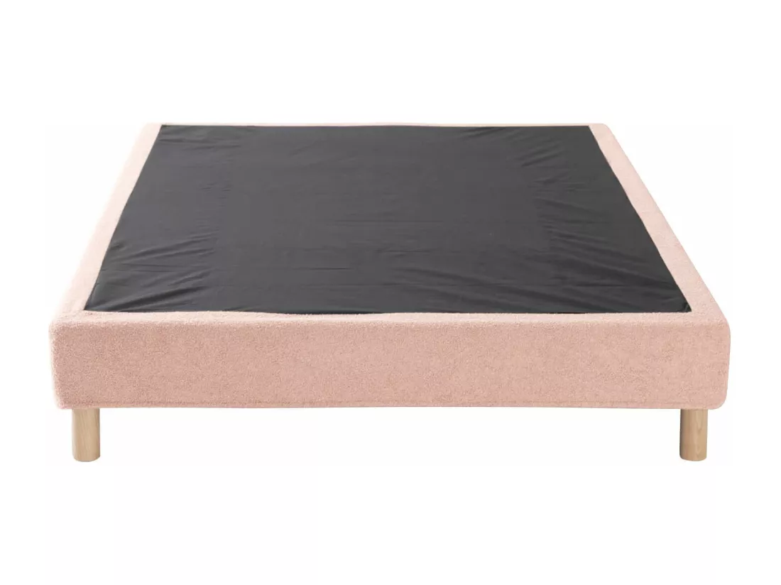 Cache-sommier bouclette intégral rose 140x190 - Boucletta