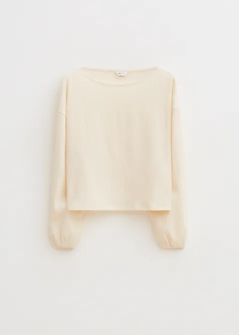 T-shirt met structuur off-white (ECRU)