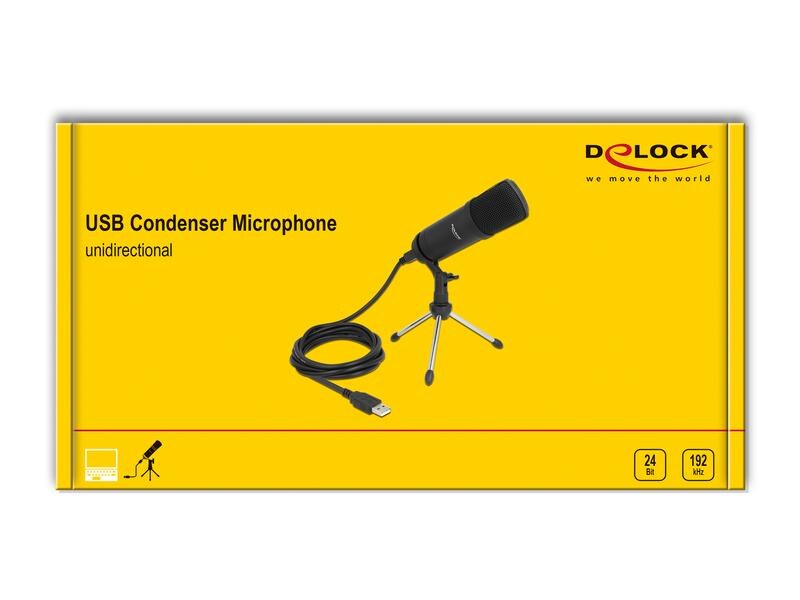 Delock Kondensatormikrofon Professionell USB mit Tischständ Delock Professionelles USB Kondensator Mikrofon 24 Bit / 192 kHz für PC und Laptop