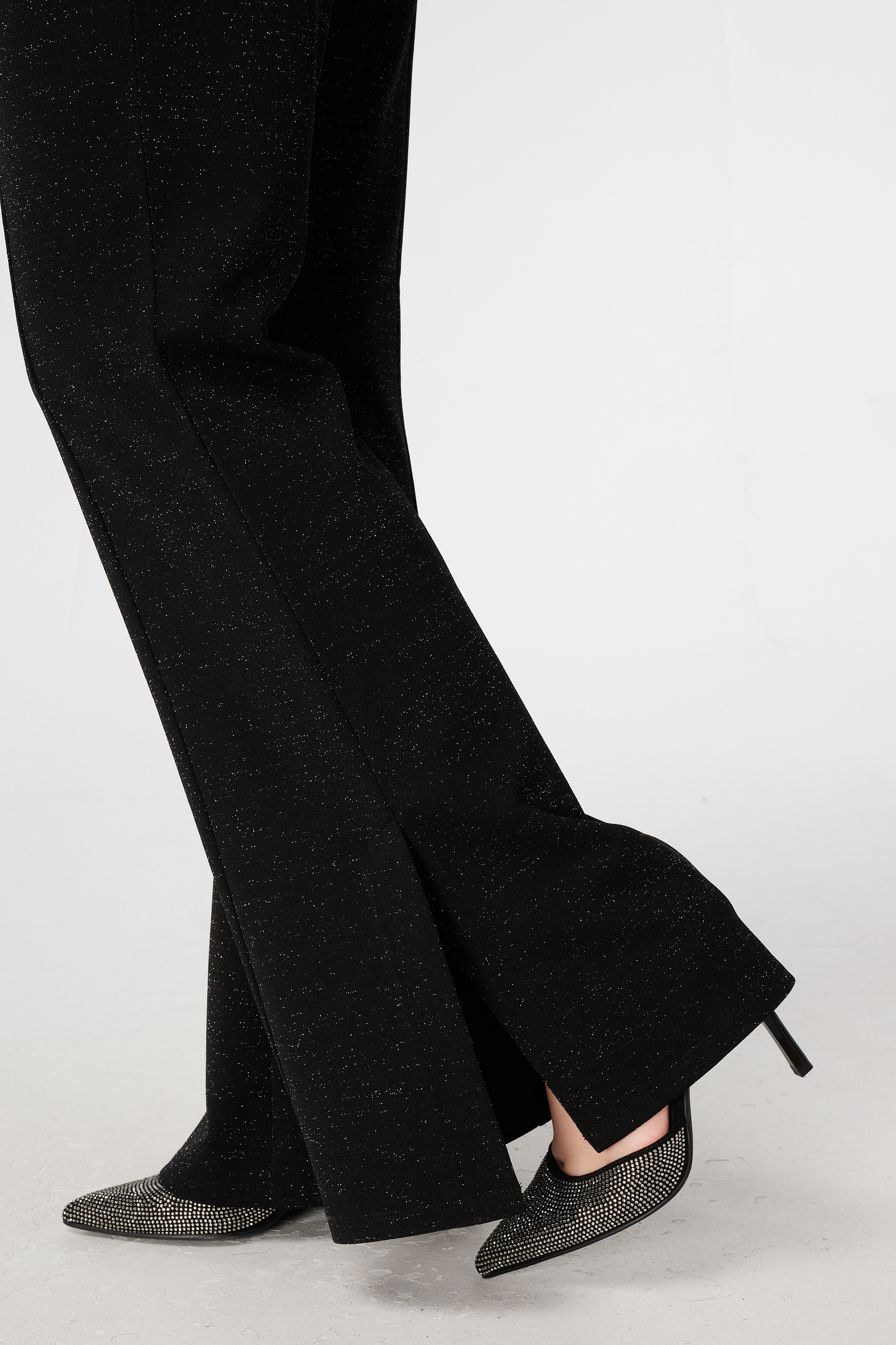 Flared tregging met glitter Zwart