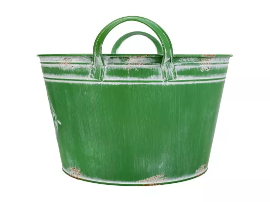 Bassine en métal vert 34xd26.5x16/20.5h b:20.5