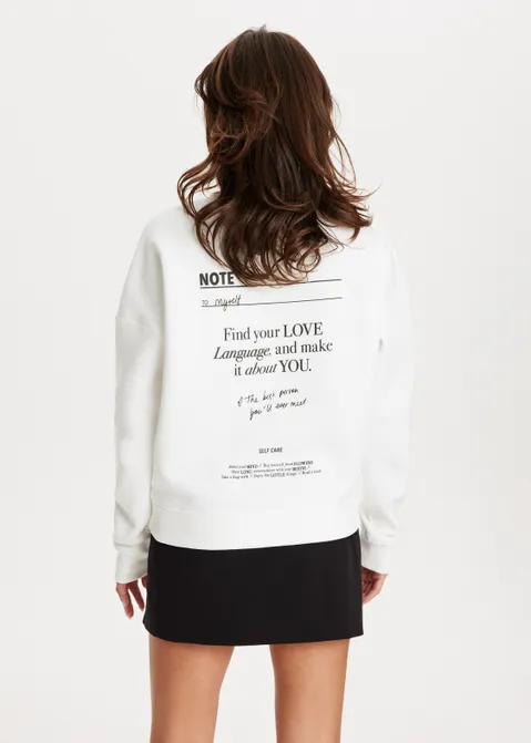 Sweater met print text back off-white (WIT.O)