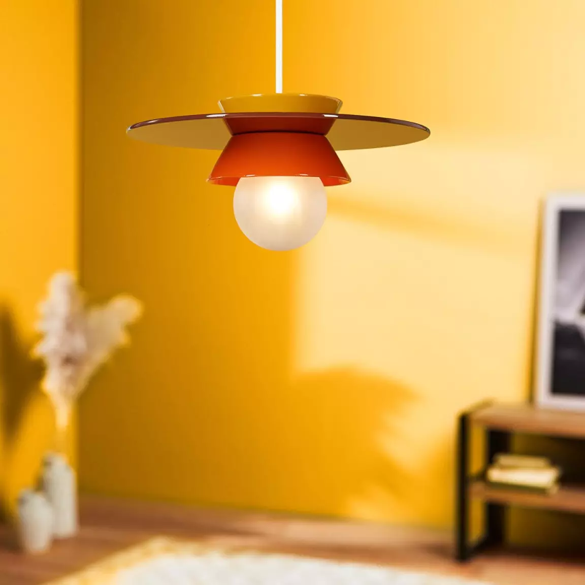 Suspension lumineuse en céramique (D26 cm) Kendama Orange