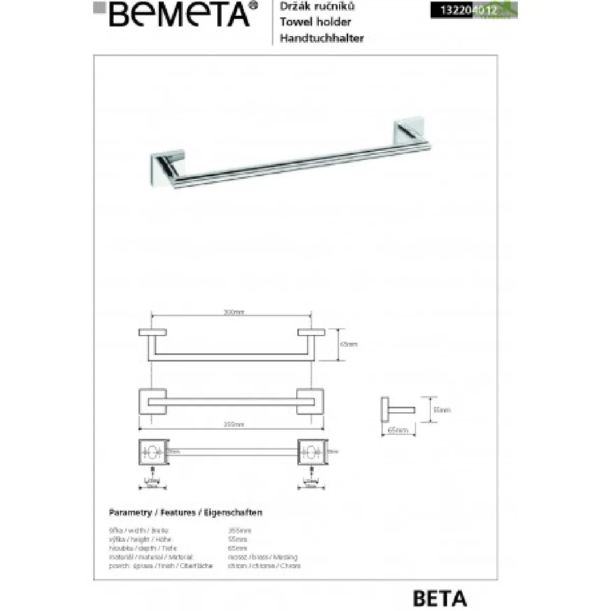 Bemeta - Maison De La Tendance BEMETA Porte-serviettes BETA 35,5 cm - Chrome