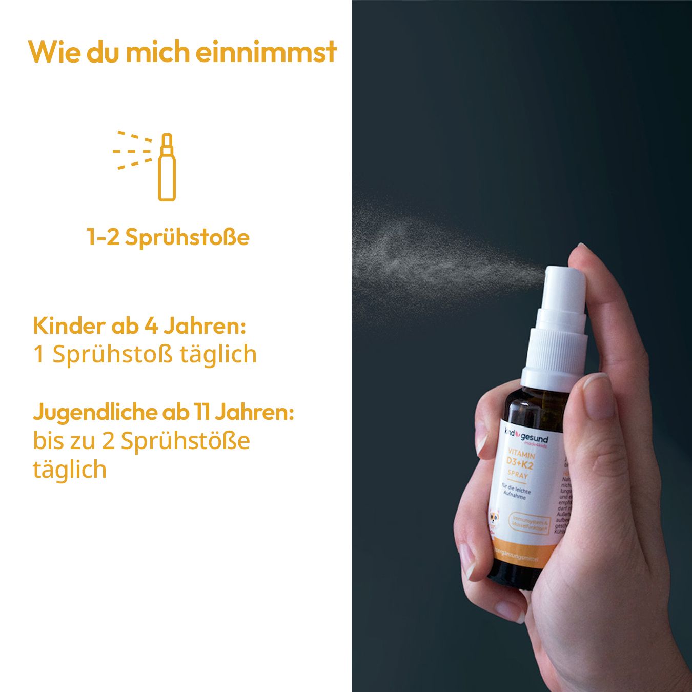 Vitamin D3+K2 Spray für Kinder – kindgesund®
