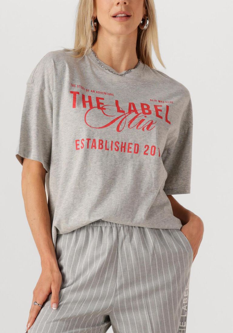 lichtgrijze alix the label t-shirt ladies knitted the label t-shirt
