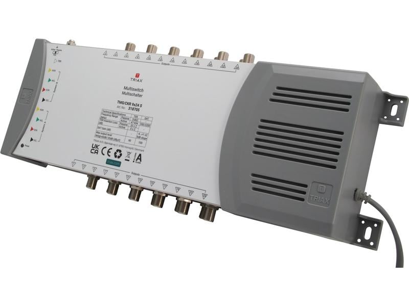 Triax DiSEqC-Multischalter TMS/CKR 9 x 24 S Einzel-Multischalter für 2 Satellitpositionen mit 9 Eingängen und 24 Ausgängen