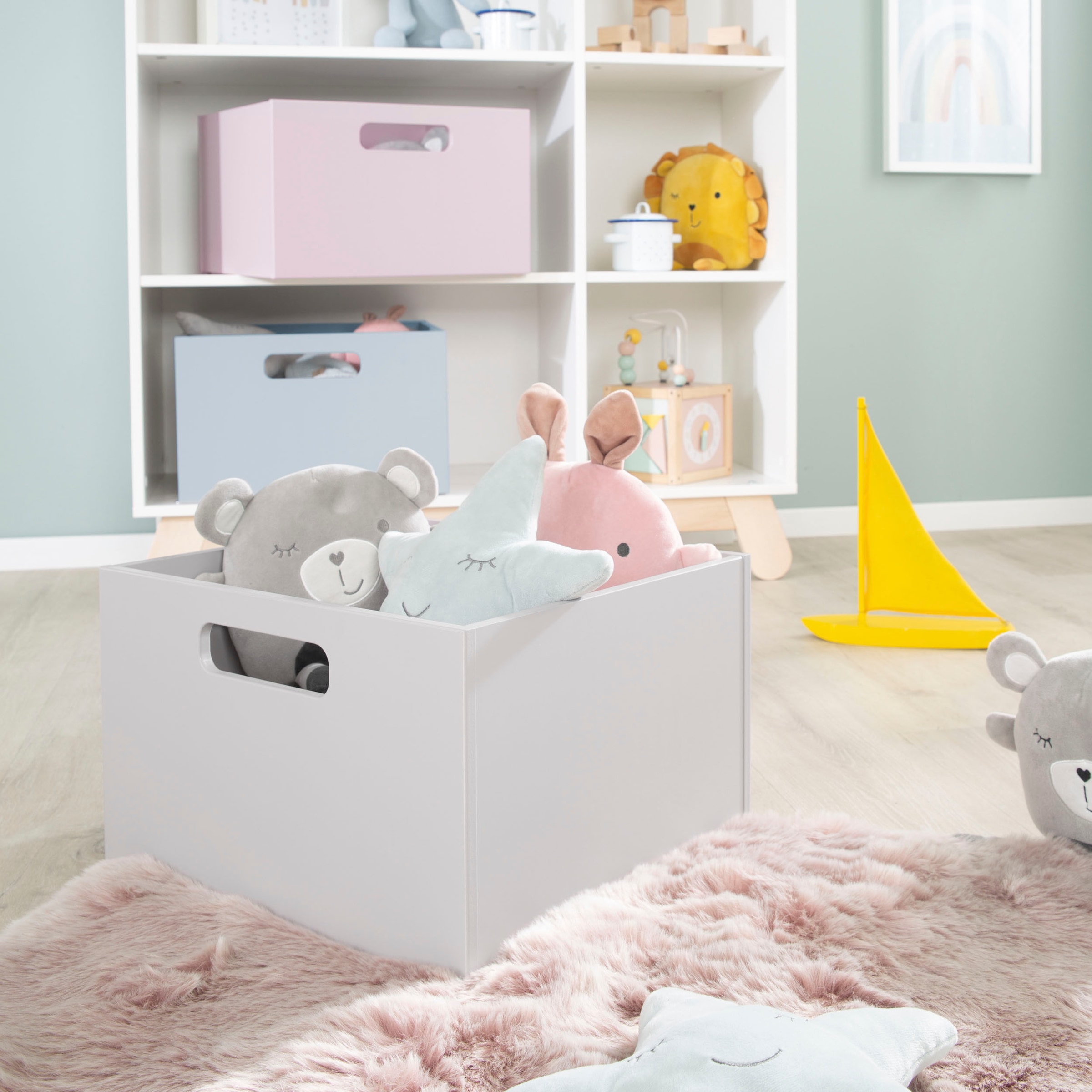 roba® Aufbewahrungsbox »grau« aus Holz; Organizer für Spielzeug