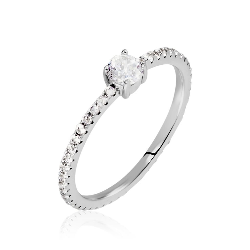 Bague Solitaire Ursi Argent Blanc Oxyde De Zirconium