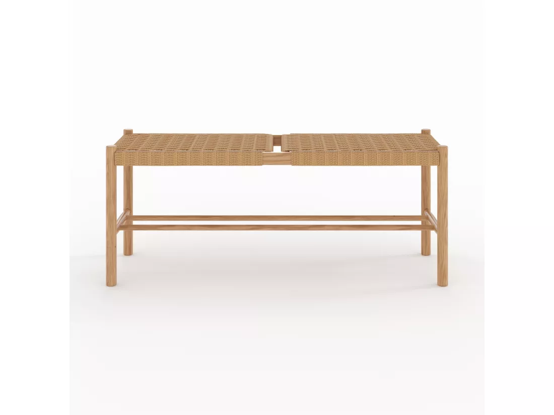 Banc 2 places en bois de chêne massif avec tressage - Kepler