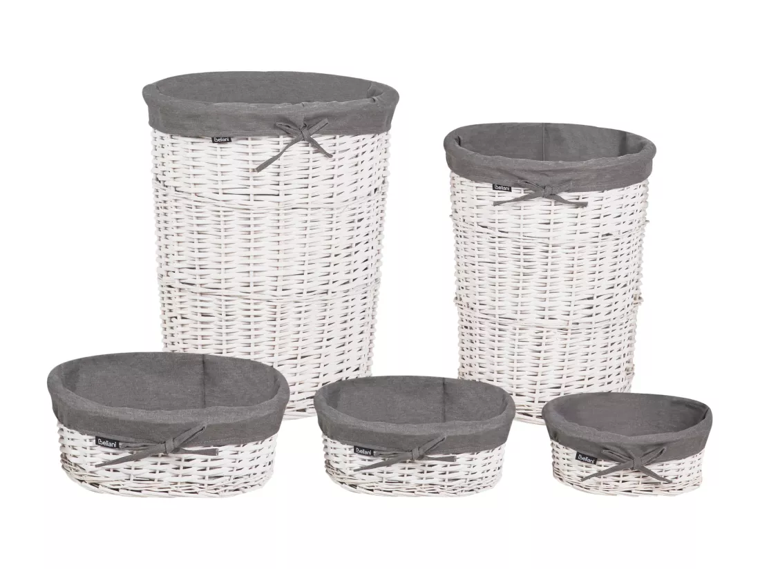 Lot de 5 paniers en saule gris VAKARI