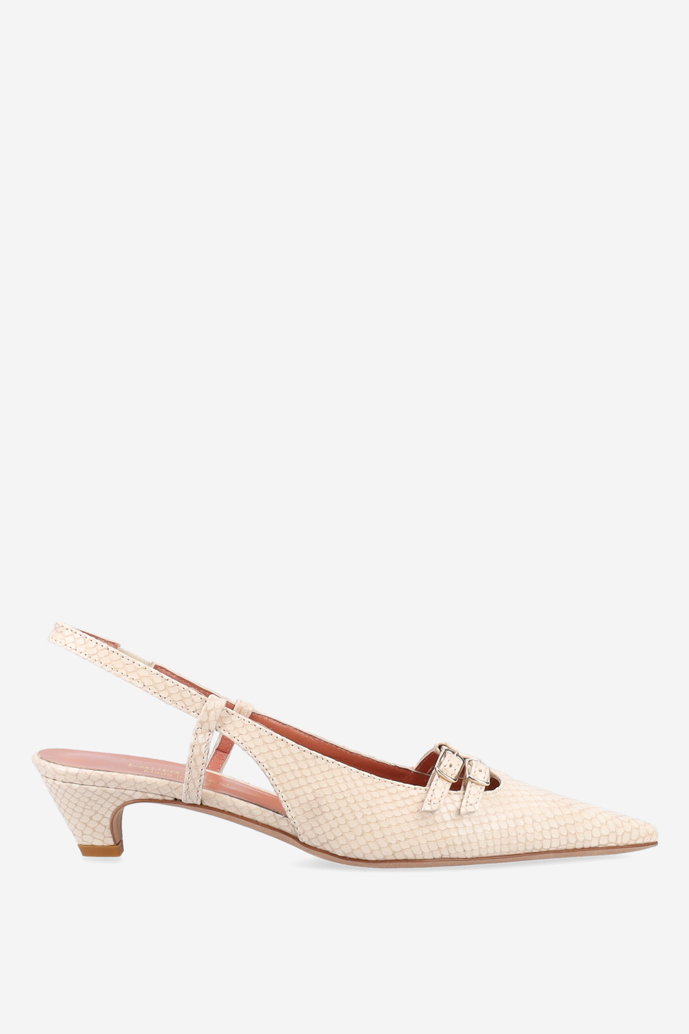 Pointed-toe pitone leather slingbacks