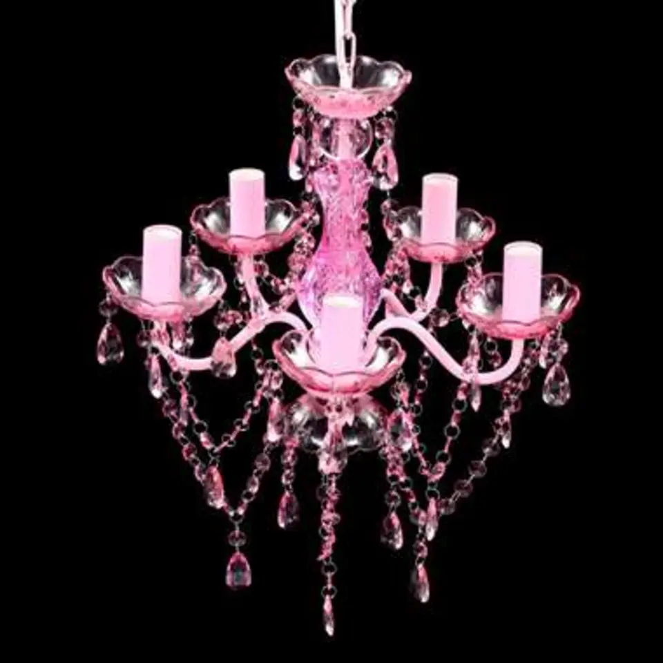 vidaXL - Kunstmatige Kristallen Glazen Plafondlamp - Roze - Glas