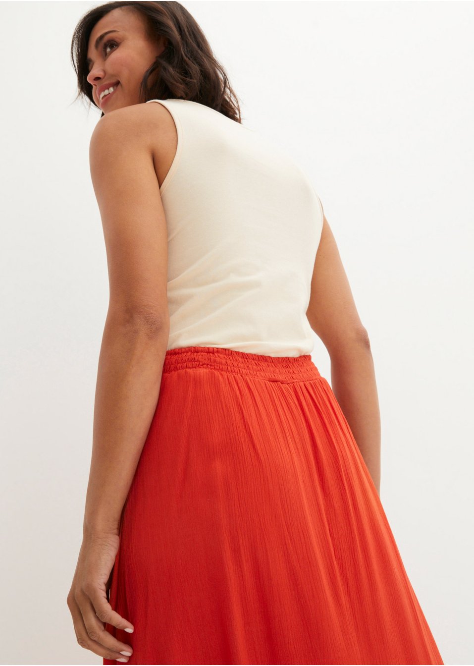 Jupe longue froissée avec large smock à la taille