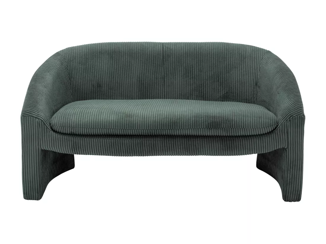 Canapé 2 places et fauteuil en velours côtelé vert OSSANA