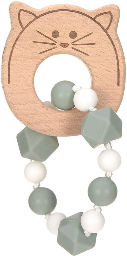 Greifling LITTLE CHUMS CAT mit Beißarmband aus Holz