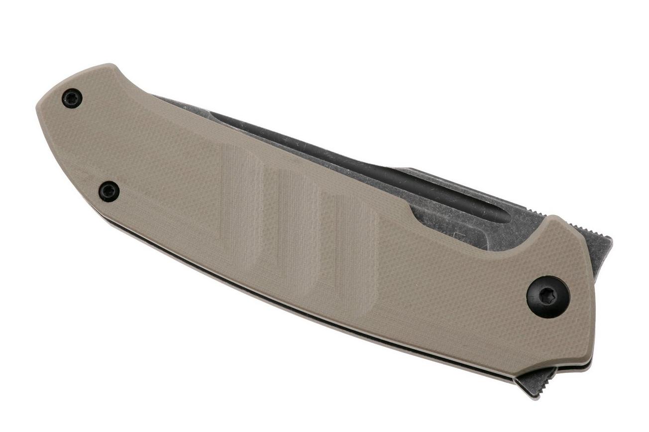 Böker Plus Barchan 01BP0039, Blackwashed 440B, Tan G10 zakmes, Kornel Kiss design