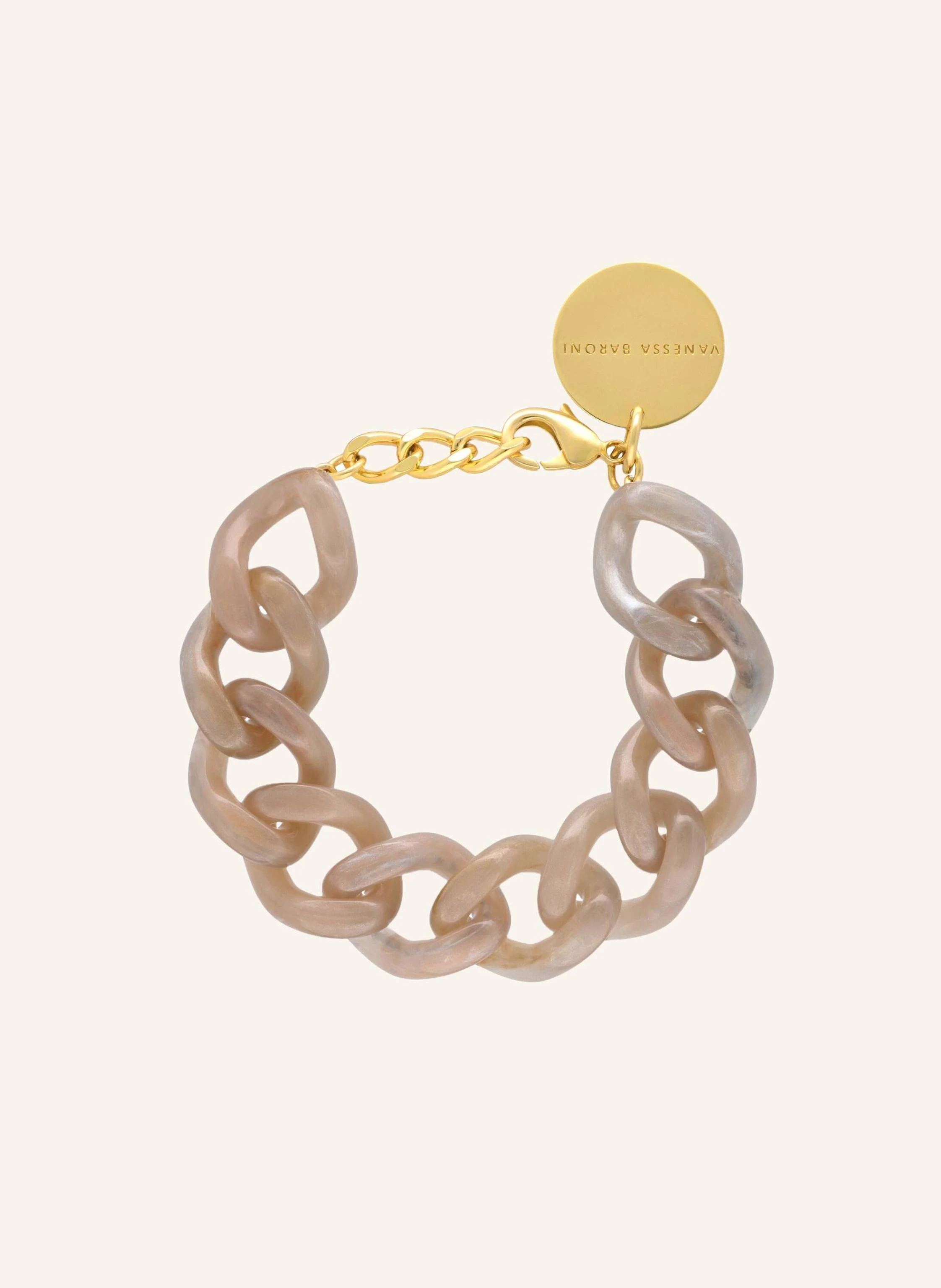 VANESSA BARONI Armband MINI FLAT CHAIN BRACELET BIANCONE MARBLE by GLAMBOU