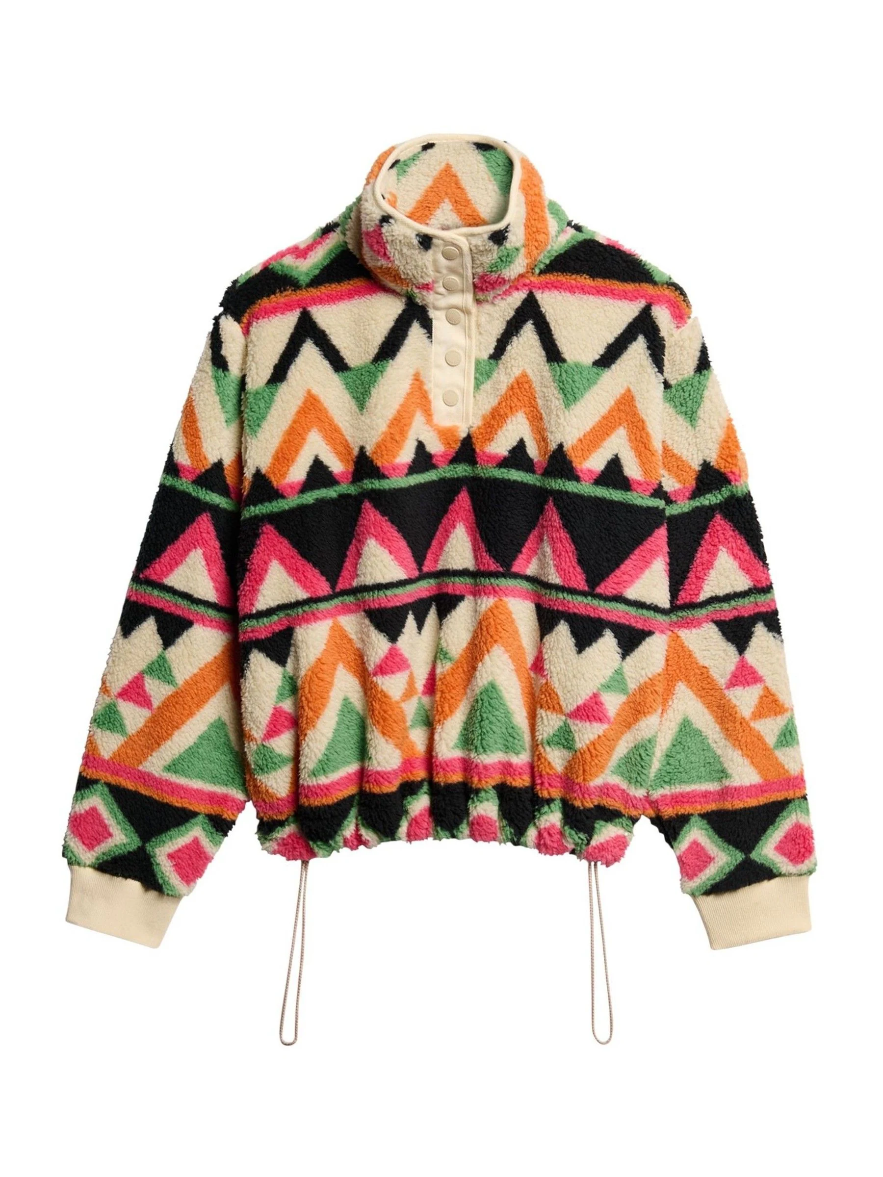 Wit - Superdry Super Soft Printed Henley Jumper