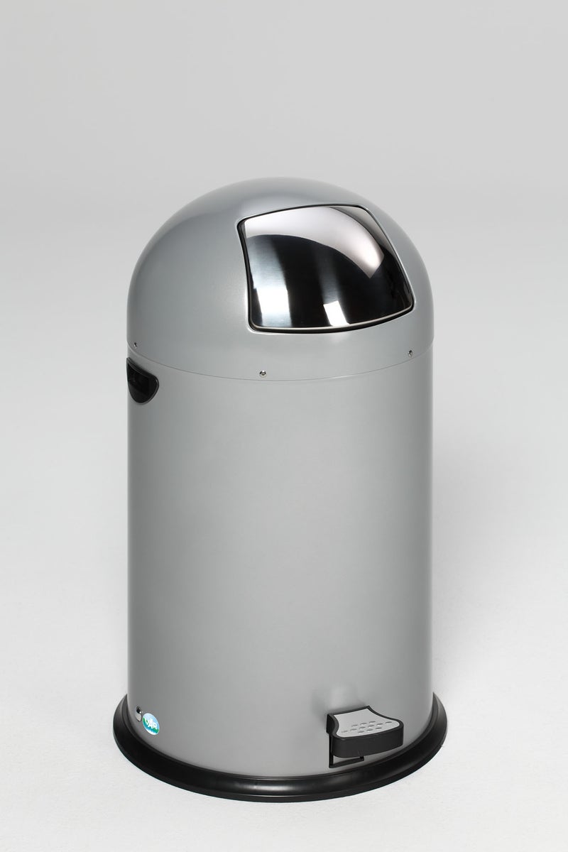 PROREGAL Classic Afvalbak met klep, binnenbak, voetpedaal, 40 liter, HxBxD 73 x 46,5 x 46,5 cm, gegalvaniseerd staal, zilver