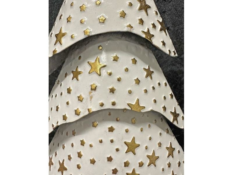 Dameco Weihnachtsfigur Christbaum 15 x 26 x 59 cm, Gold/Wei Weihnachtsbaum