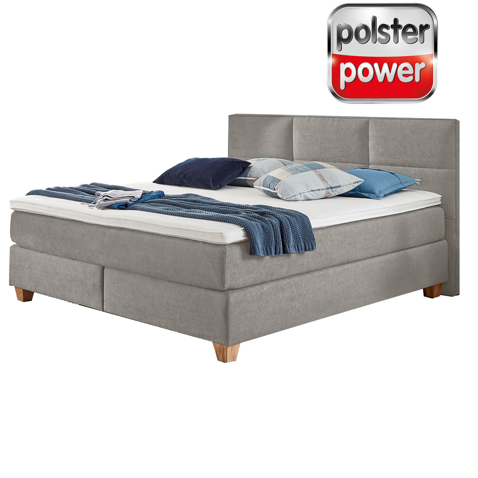 polsterpower Boxspringbett - taupe - H2/H3 - 180x200 cm