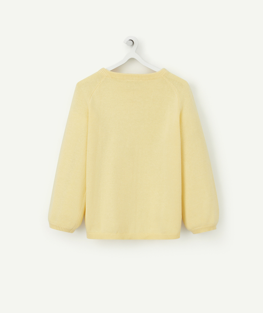 CARDIGAN BÉBÉ FILLE JAUNE EN COTON AJOURÉ